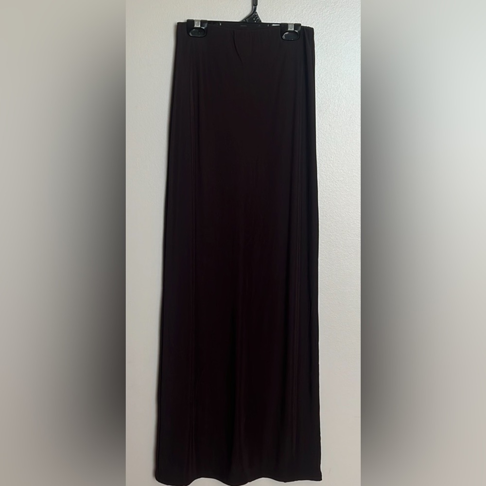 VINTAGE STRETCH CHOCOLATE BROWN FULL LENGTH SKIRT SIZE S